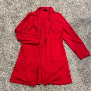 Red Women's Open Front Blazer Jacket